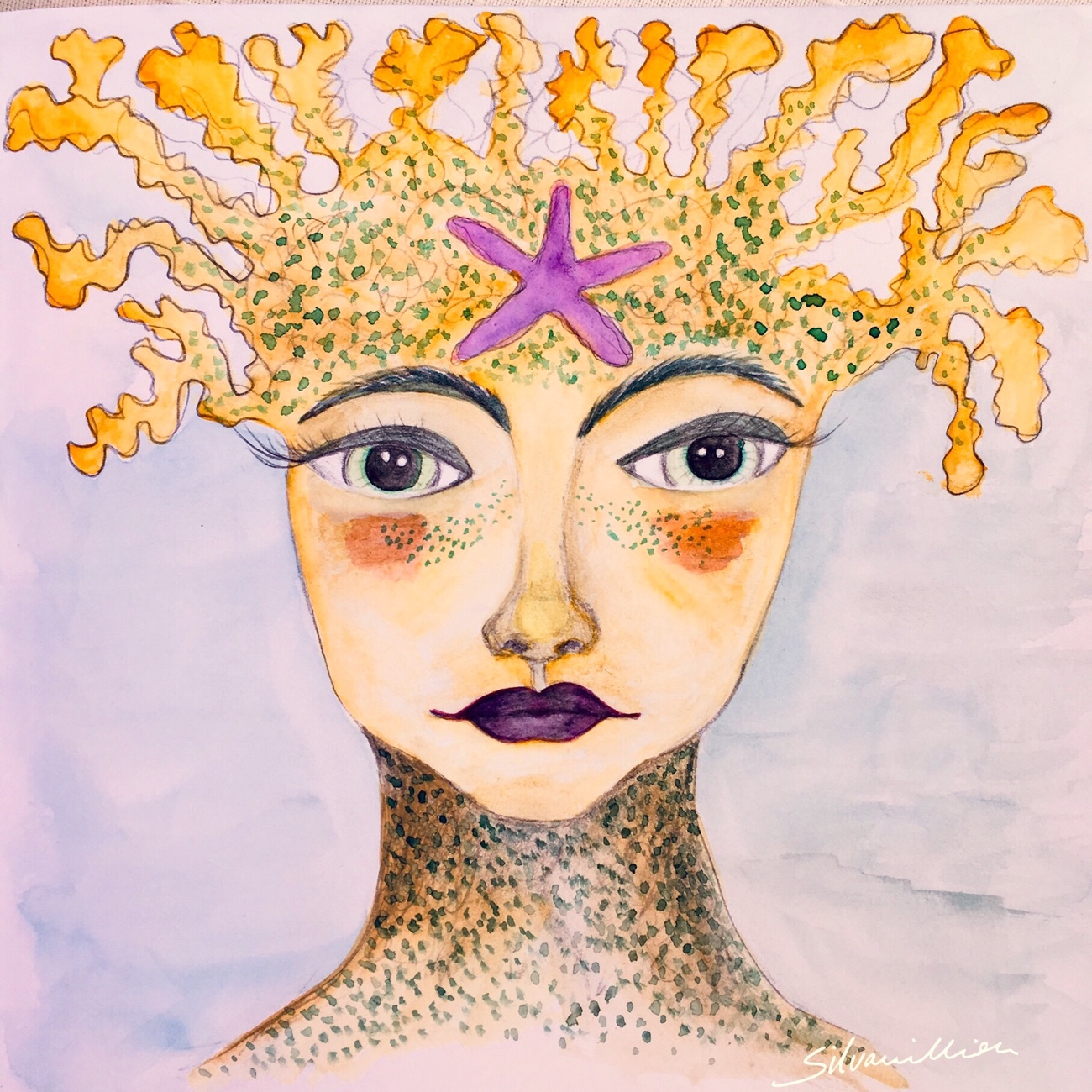 coral girl, illustration 