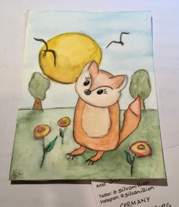 Illustration kleiner Fuchs im Postkartenformat 
